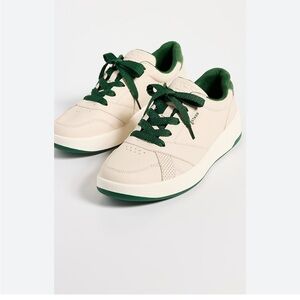 Staud Cream & Green Court Sneakers
